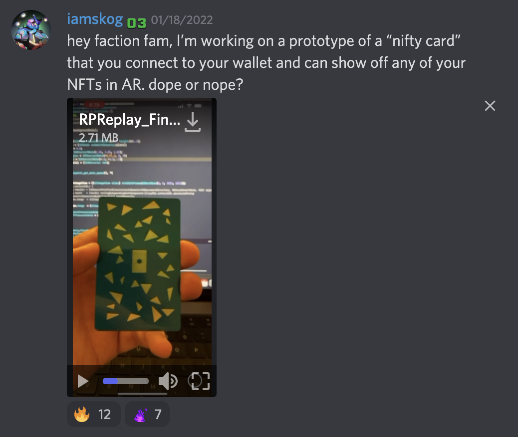 first nifty card demo